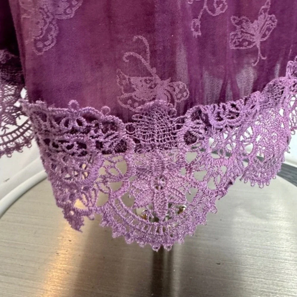 Intimately Free People What's Good SzS Purple Kimono Butterfly Floral Lace‎ Boho